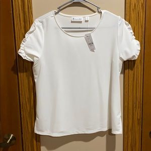 NY&Co brand new white blouse with ruffle sleeve